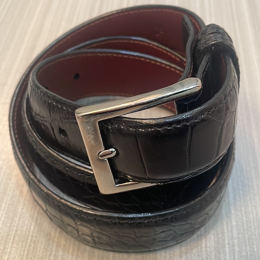 Neiman Marcus W. Kleinburg Black Men’s Alligator Belt sz 34 $535 New- Never Worn
